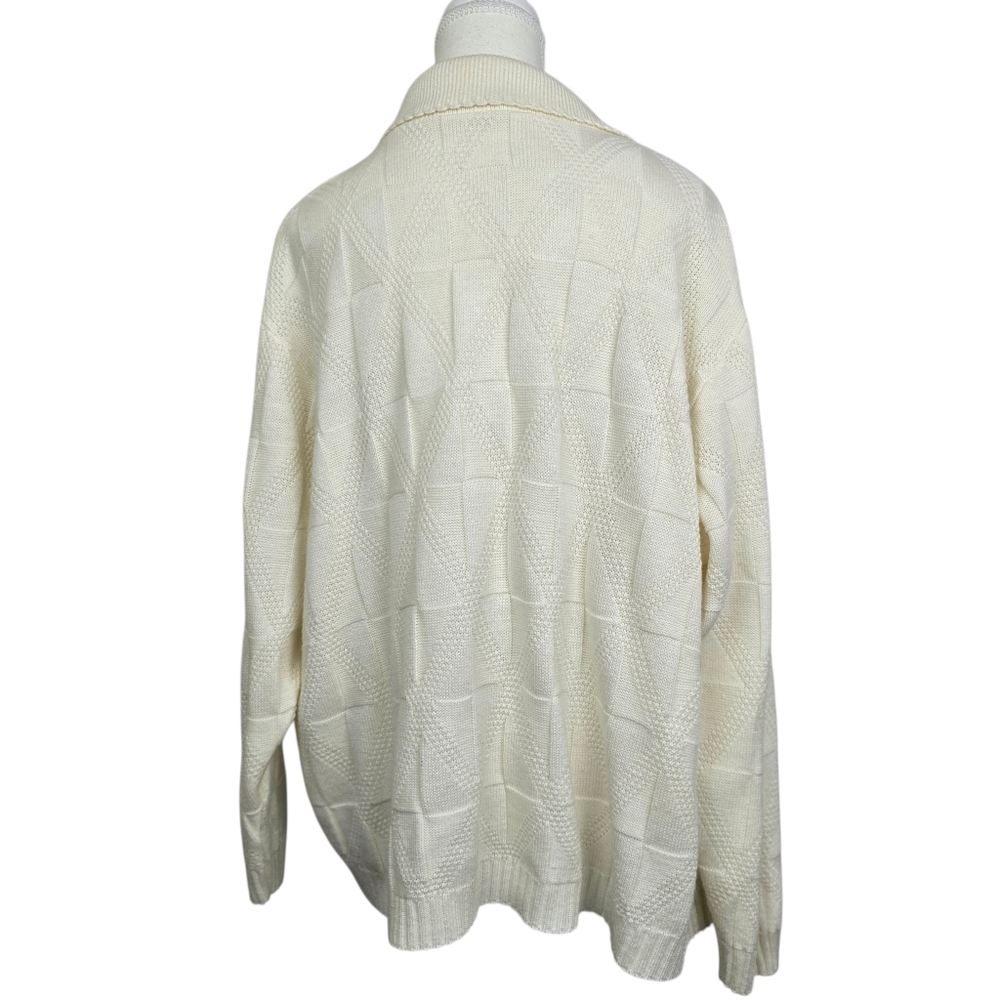 Michell Robin Vintage Cream Button-Down Knit Sweater with Scalloped Edges Sz M - Picture 3 of 9